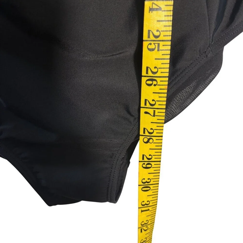 Long Sleeve Black One-Piece Swimsuit With Neon Yellow Zipper By Torrid Size 2 - Picture 6 of 9